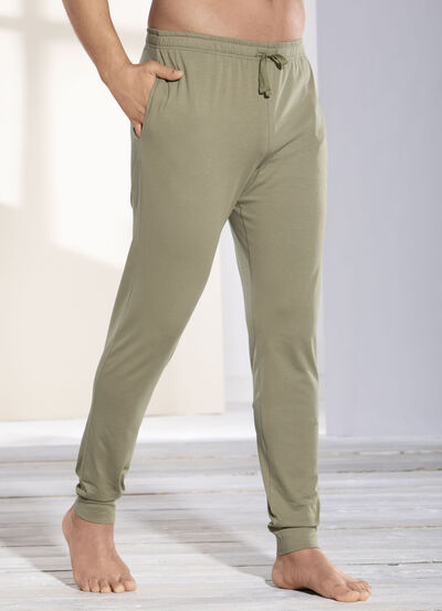 Schlaf- und Freizeithose mit BIO Baumwolle, Bündchenabschllüssen  und Durchzugsband 