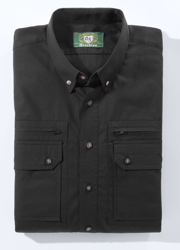 "OS-Trachten"-Hemd mit Button-Down-Kragen in 3 Farben SCHWARZ