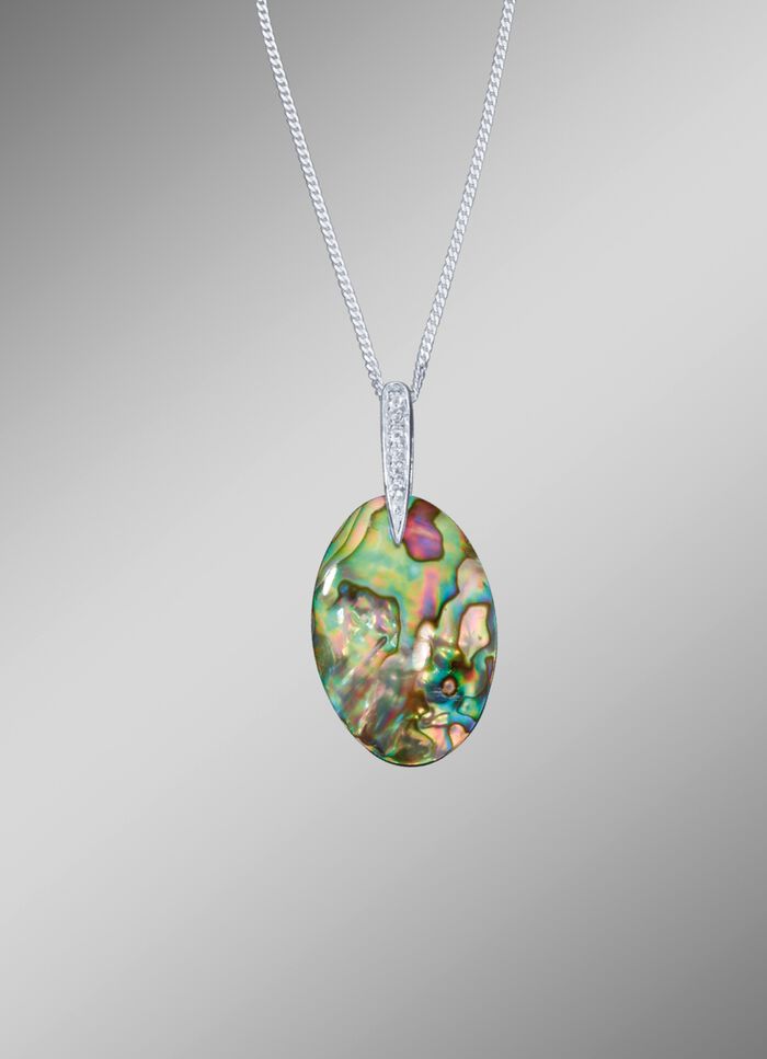 Anh&auml;nger aus echt Abalone-Perlmutt mit Panzerkette 