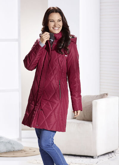 Kurzmantel mit Kunstpelz-Innenausstasttung in der Kapuze 