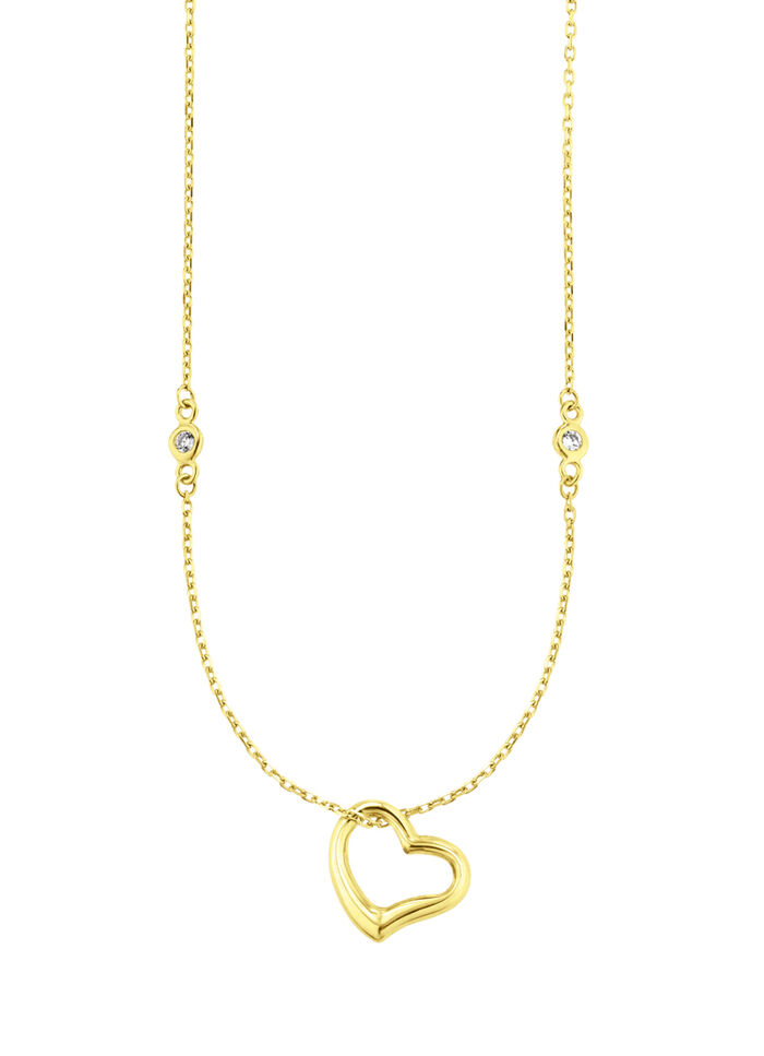 Herz-Anhänger mit synth. Zirkonia und Ankerkette 