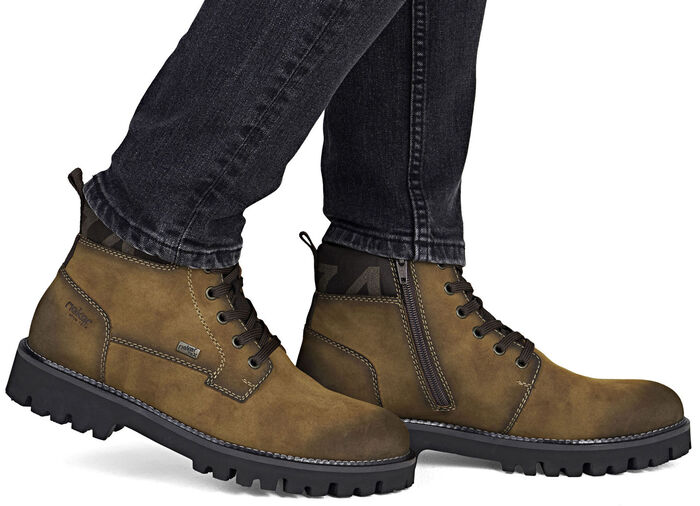 Rieker, gefütterte Herren-Boots, Winterschuhe, Weite H, mit Reißverschluss COGNAC