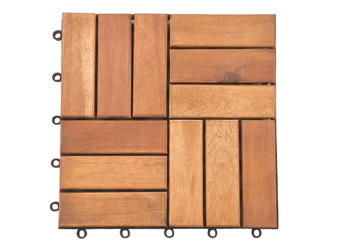 Terrassenplatten aus ge&ouml;lter Akazie, 11er-Set 