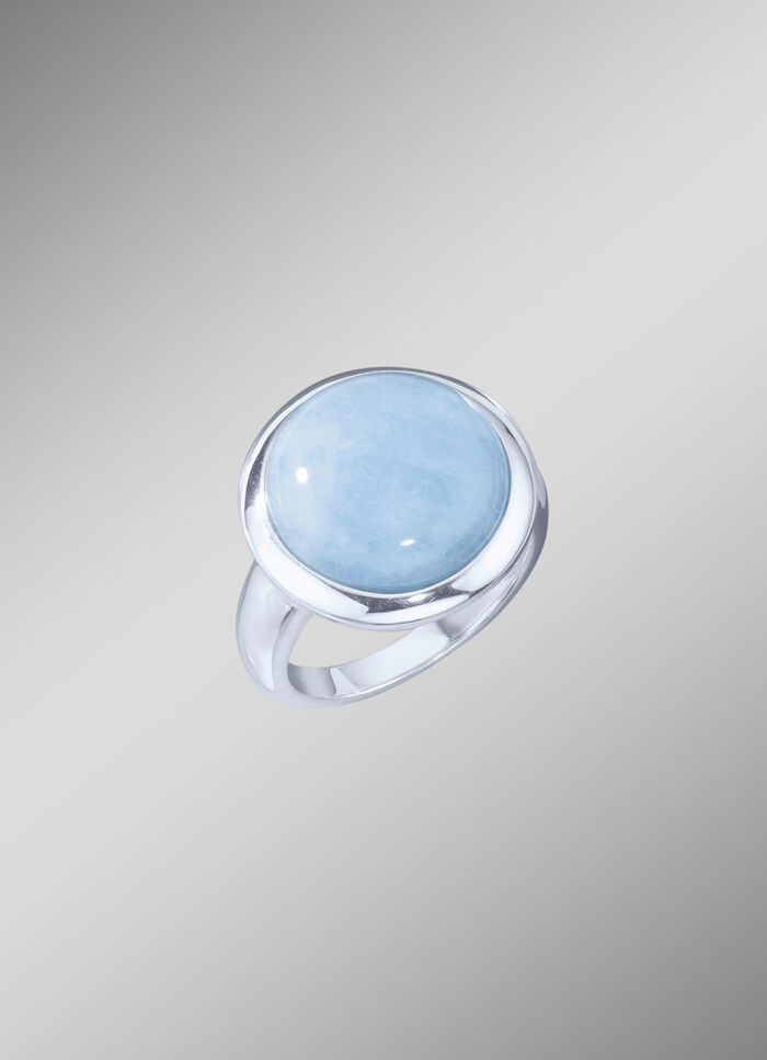 Damenring mit echt Milky-Aquamarin 
