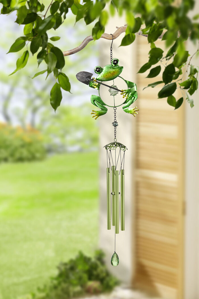 Windspiel Frosch aus Metall 