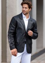 Lederkurzblazer mit Reverskragen 