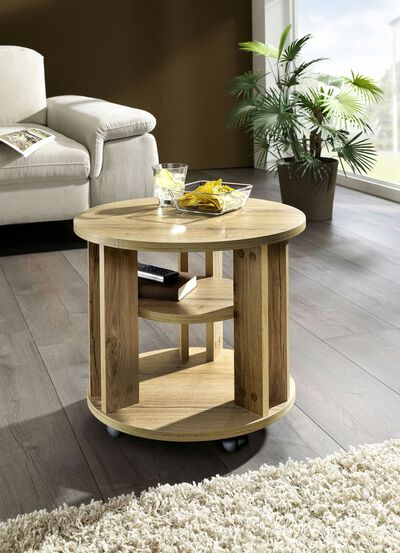 Couchtisch mit 2 Ablageflächen und 4 Rollen 