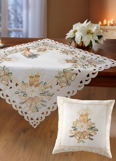 Hochwertig bestickte Tisch- und Raumdekoration aus dem Hause Sch&auml;fer 