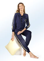 Schlafanzug mit Knopfleiste und B&uuml;ndchen 