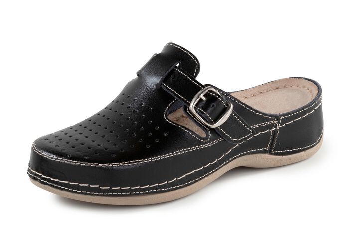 ELENA EDEN, sommerliche Damen-Clogs, Weite G, mit verstellbarer Schlie&szlig;e SCHWARZ