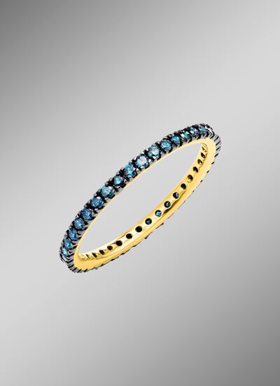 Edler Memoire-Ring mit blauen Brillanten 