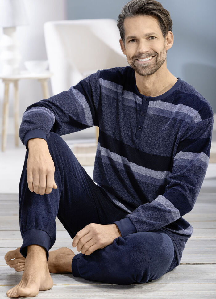 Frottier-Schlafanzug mit Knopfleiste 