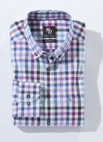 "King's Road"-Hemd mit Button-Down-Kragen in 4 Farben FLIEDER-BLAU-ECRU KARIERT