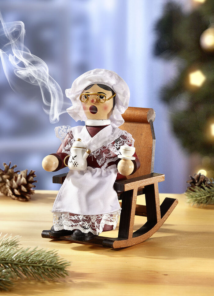 Räucherfigur Oma im Schaukelstuhl 