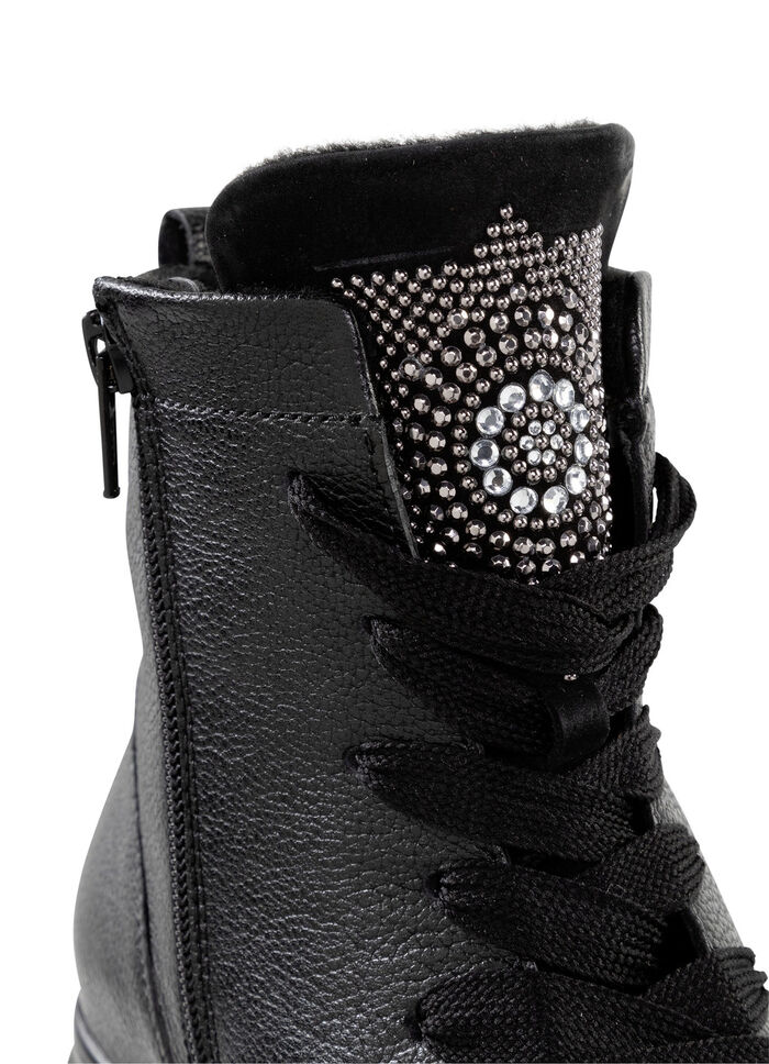 Waldläufer Schnür-Bootie mit effektvollen Glitzer-Steinchen SCHWARZ