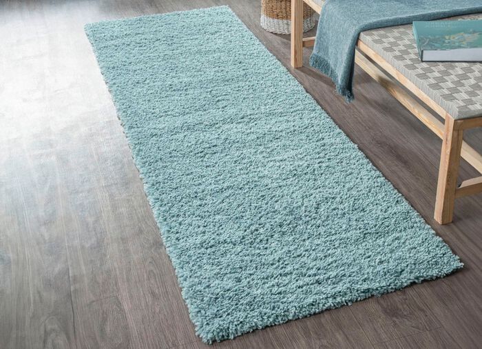 Traumhaft flauschige Br&uuml;cken und Teppiche in Shaggy-Qualit&auml;t HELLBLAU