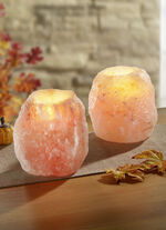 Teelichthalter Salzkristall, 2er Set 
