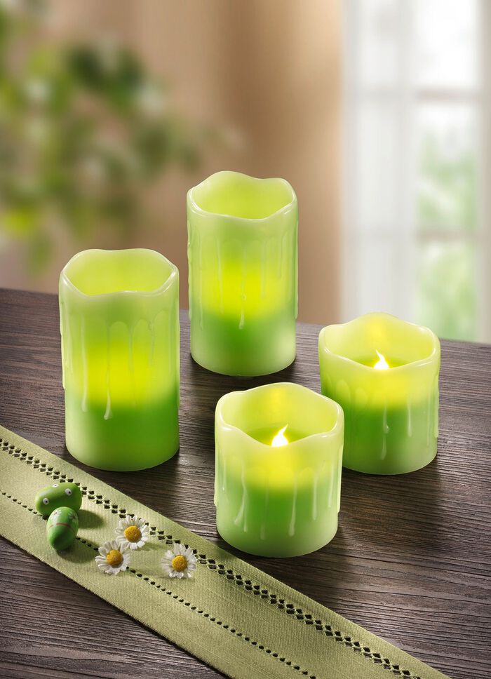 LED-Echtwachszerzen mit Duft GR&Uuml;N