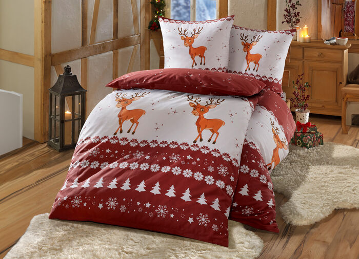 Flanell-Bettwäsche-Garnitur mit Reißverschluss 