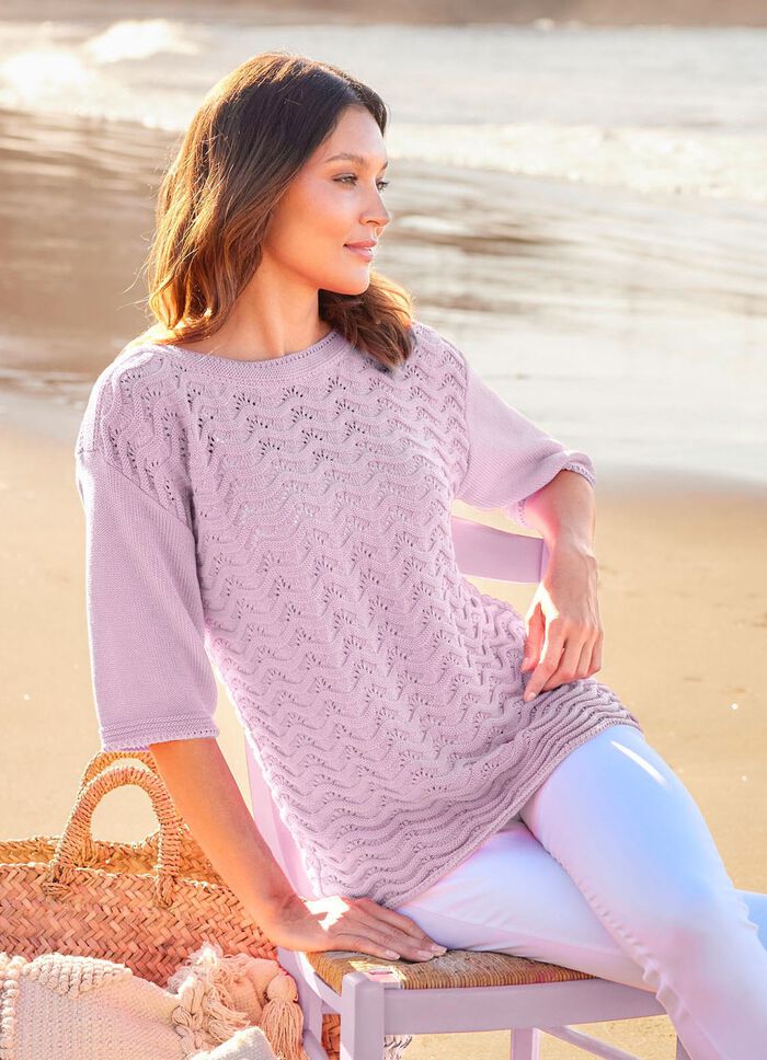 Pullover mit aufwendigem Ajour-Wellenmuster 