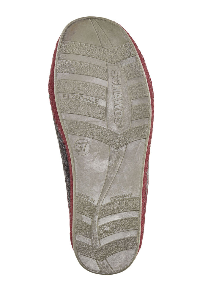 Atmungsaktive Damen-Hausschuhe, mit Schurwolle ANTHRAZIT-BORDEAUX