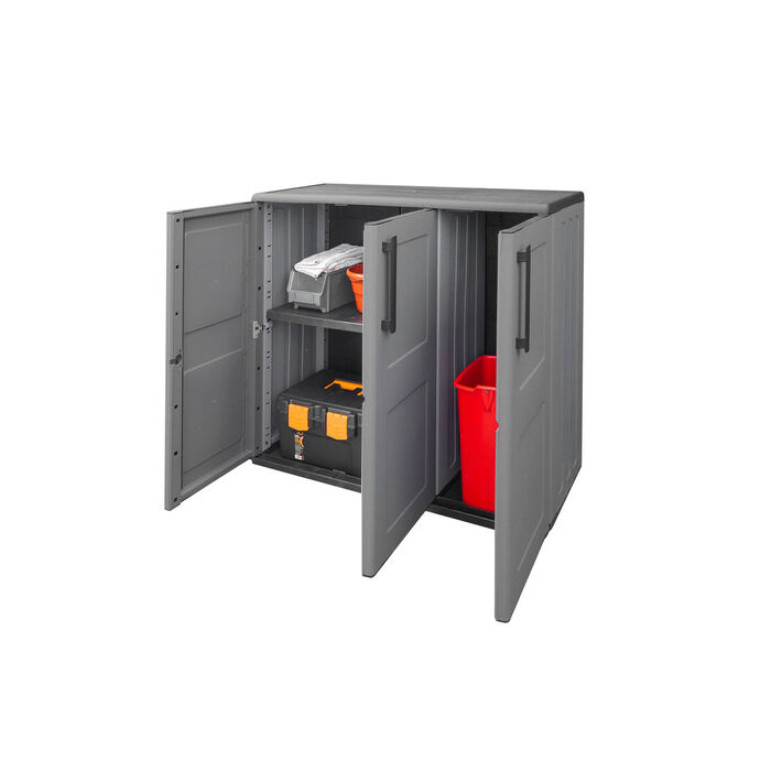 Gartenschrank mit soliden Stahlscharnieren GRAU