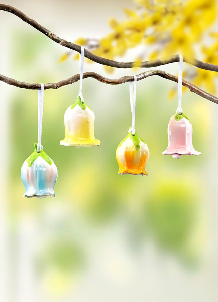 Blumengl&ouml;ckchen aus Porzellan, 4er-Set 