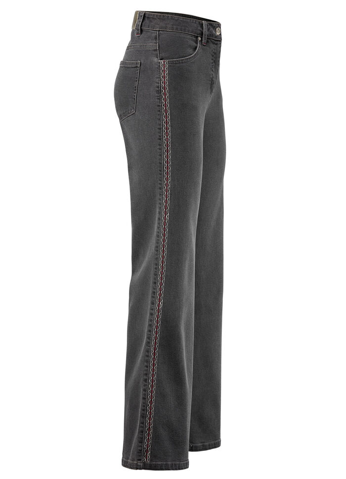 Jeans mit Ziersteppungen im Ethno-Stil GRAU