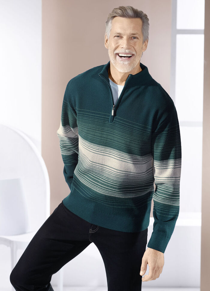 Troyer mit Stehkragen in 2 Farben PETROL-ECRU