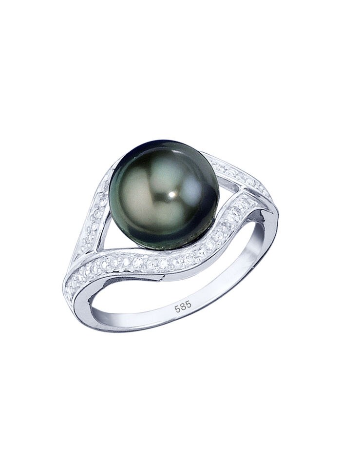 Damenring mit Tahiti-Zuchtperle und Brillanten 