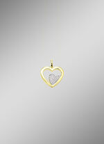 Herz-Anh&auml;nger in Bicolor mit synth. Zirkonia 