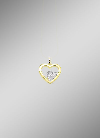 Herz-Anh&auml;nger in Bicolor mit synth. Zirkonia 