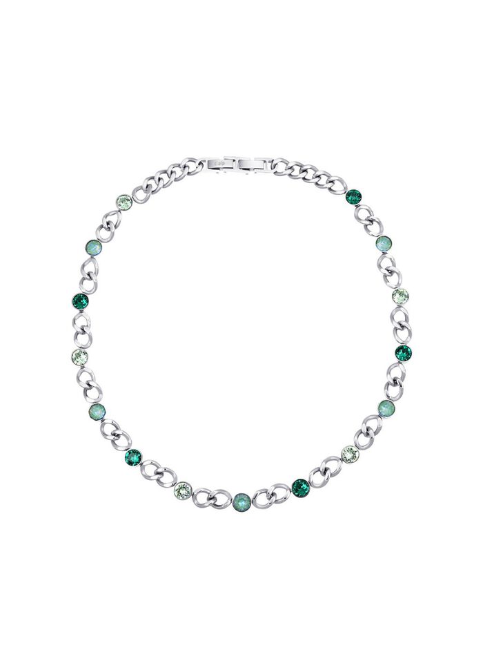 Halskette mit gr&uuml;nen Kristallen 
