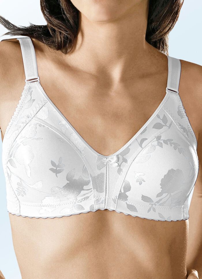 Naturana Minimizer-BH mit dezent gl&auml;nzendem Floraldruck WEISS