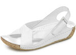 Gemini, bequeme Damen-Sandalen, Weite G, mit Gummizug WEISS