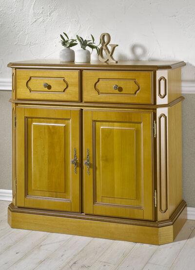 Teilmassive Kommode, 2-türig, mit Metallgriffen 