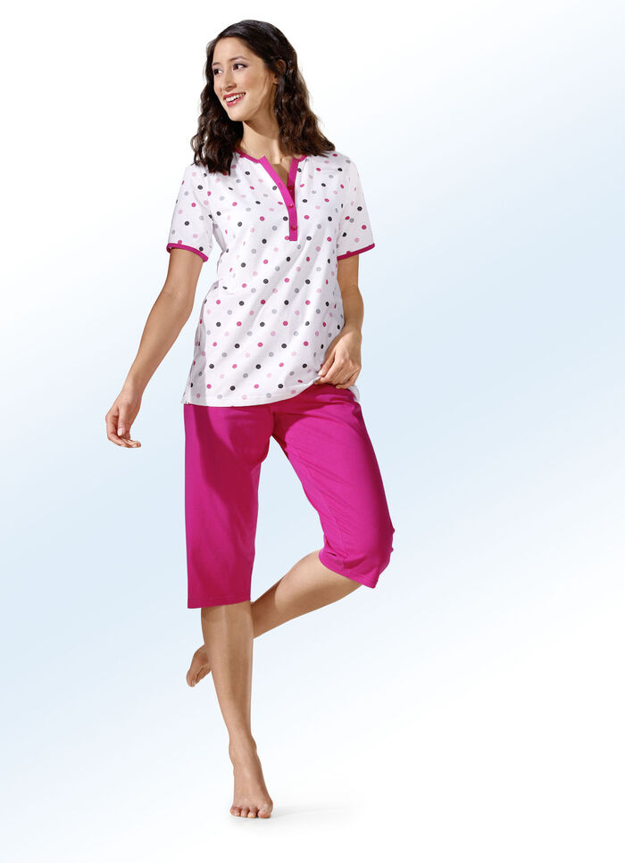 Zweierpack Schlafanz&uuml;ge mit P&uuml;nktchen, lang- und kurzarm 