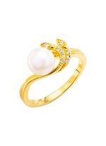 Edler Damenring mit S&uuml;&szlig;wasser-Zuchtperle und synth. Zirkonia 