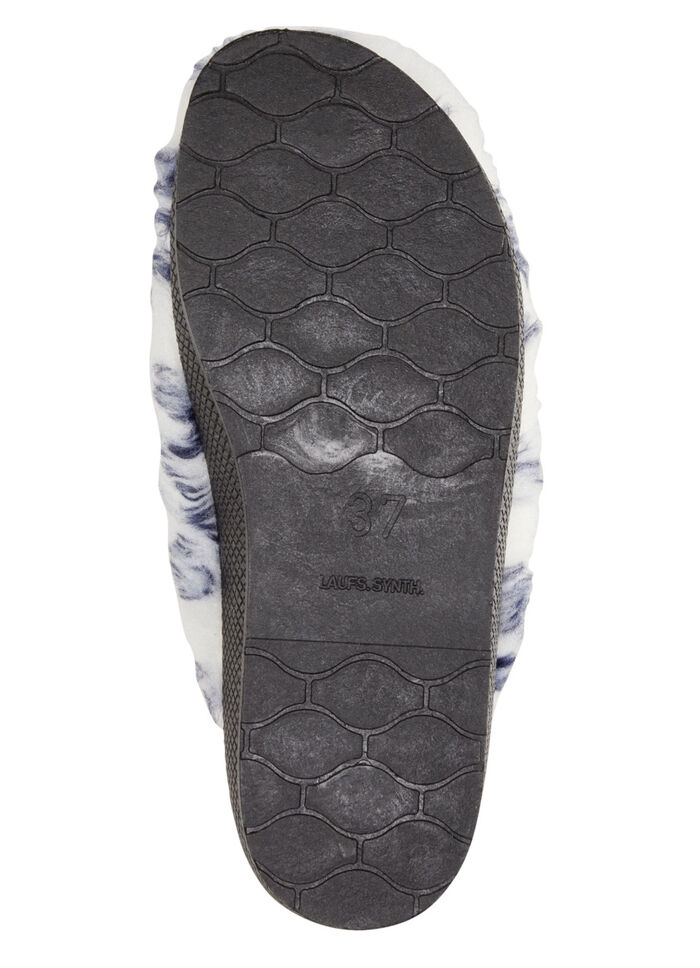 Pantoffel aus bedrucktem Plüschmaterial ECRU-BLAU