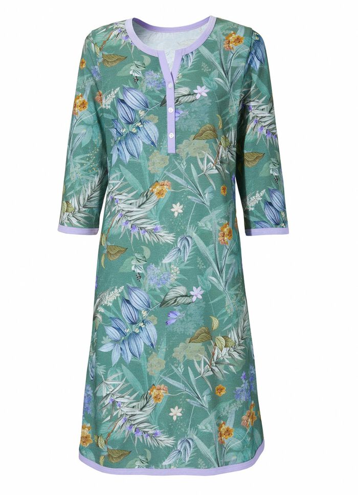 Nachthemd, 3/4 lange &Auml;rmel mit Serafino-Ausschnitt 