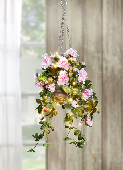 Beleuchtete Azaleen-H&auml;ngeampel 