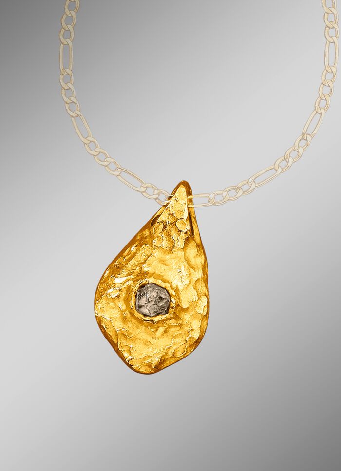Massiver handgearbeiteter Anh&auml;nger mit Rohdiamant 