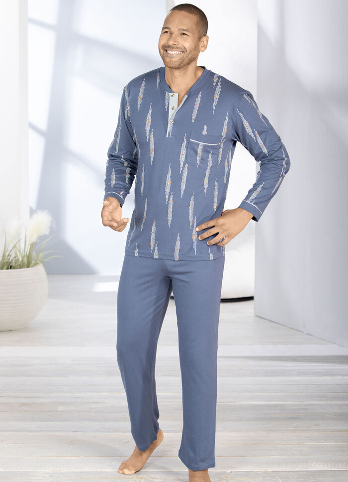 Schlafanzug mit Knopfleiste und offenen Abschlüssen 