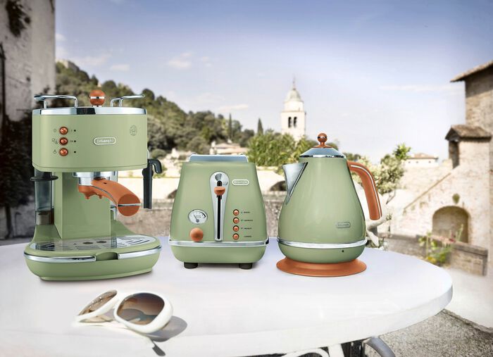 "De Longhi" Fr&uuml;hst&uuml;cksserie im Vintage Design GR&Uuml;N