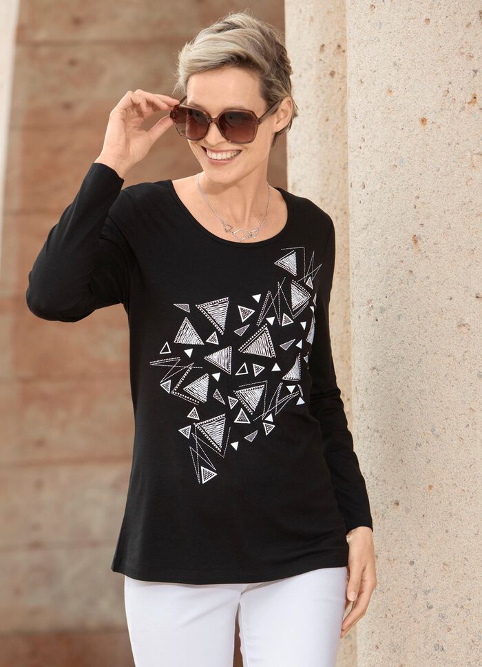 Shirt mit Kontrastdruck SCHWARZ