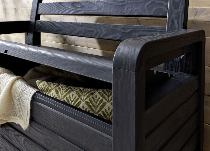 Truhenbank in toller Holz-Optik ANTHRAZIT