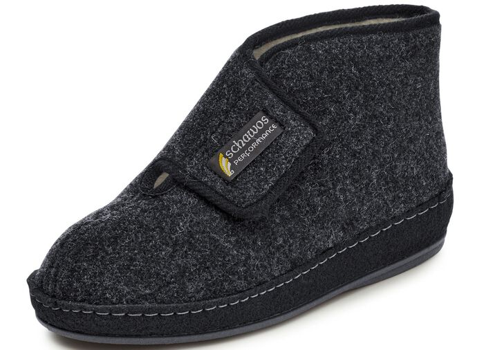 Gef&uuml;tterte Herren-Hausschuhe, mit Schurwolle ANTHRAZIT-SCHWARZ