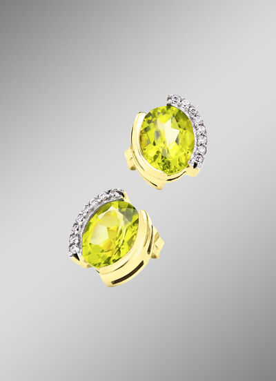 Ohrstecker mit echt Peridot und synth. Zirkonia 