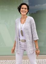 Strickjacke mit Mustermix im Wellendessin HELLGRAU