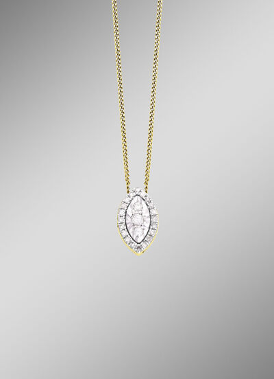 Anh&auml;nger mit 3 Brillanten, 20 Diamanten und Ankerkette 